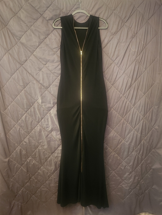 Dresses & Skirts - Sleeveless Black Maxi Dress with Gold Zip Front